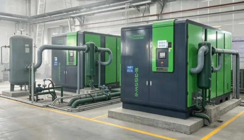Enerjiyə qənaət edən Təkmilləşdirmə qutusu: 355 kVt vintli hava kompressorları sink şirkətinə təxminən 30% enerjiyə qənaət etməyə kömək edir.